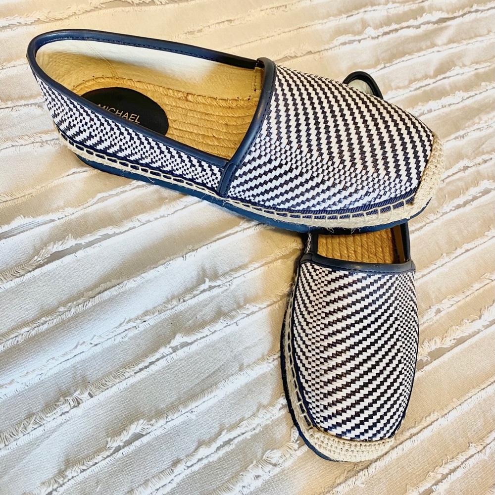 MICHAEL KORS Navy Blue & White Espadrilles